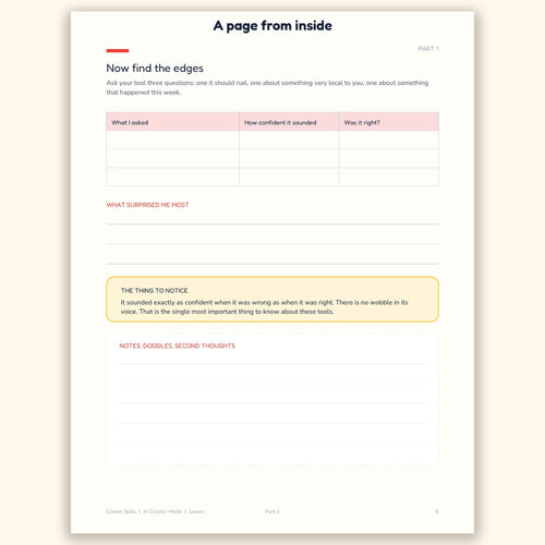 A page from inside AI Creator Mode, Juniors