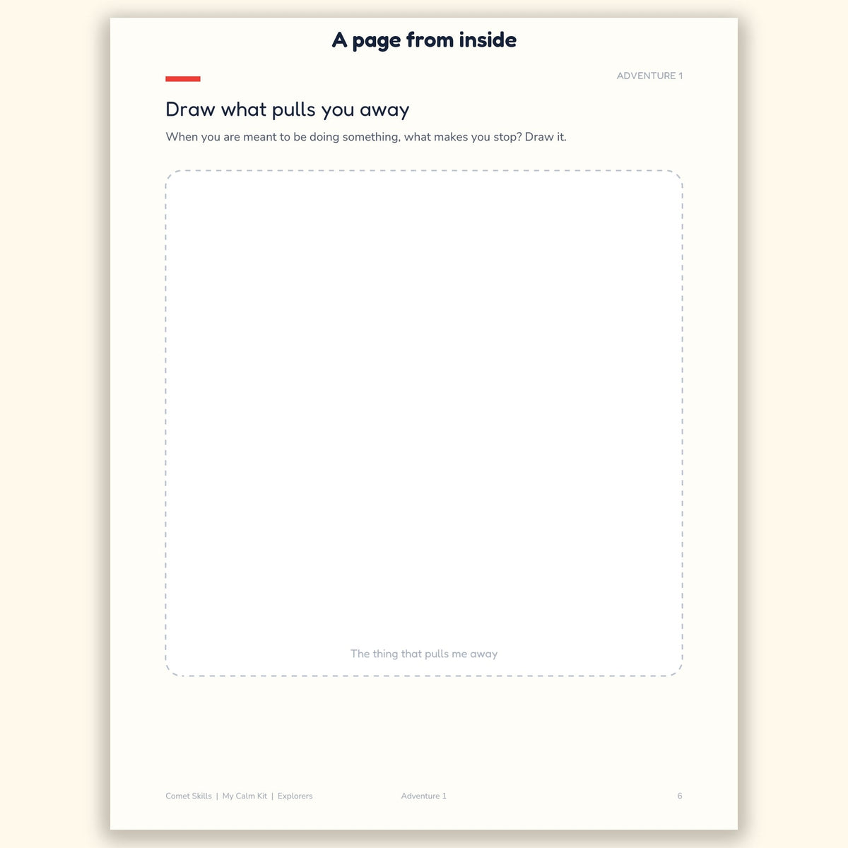 A page from inside the My Calm Kit workbook