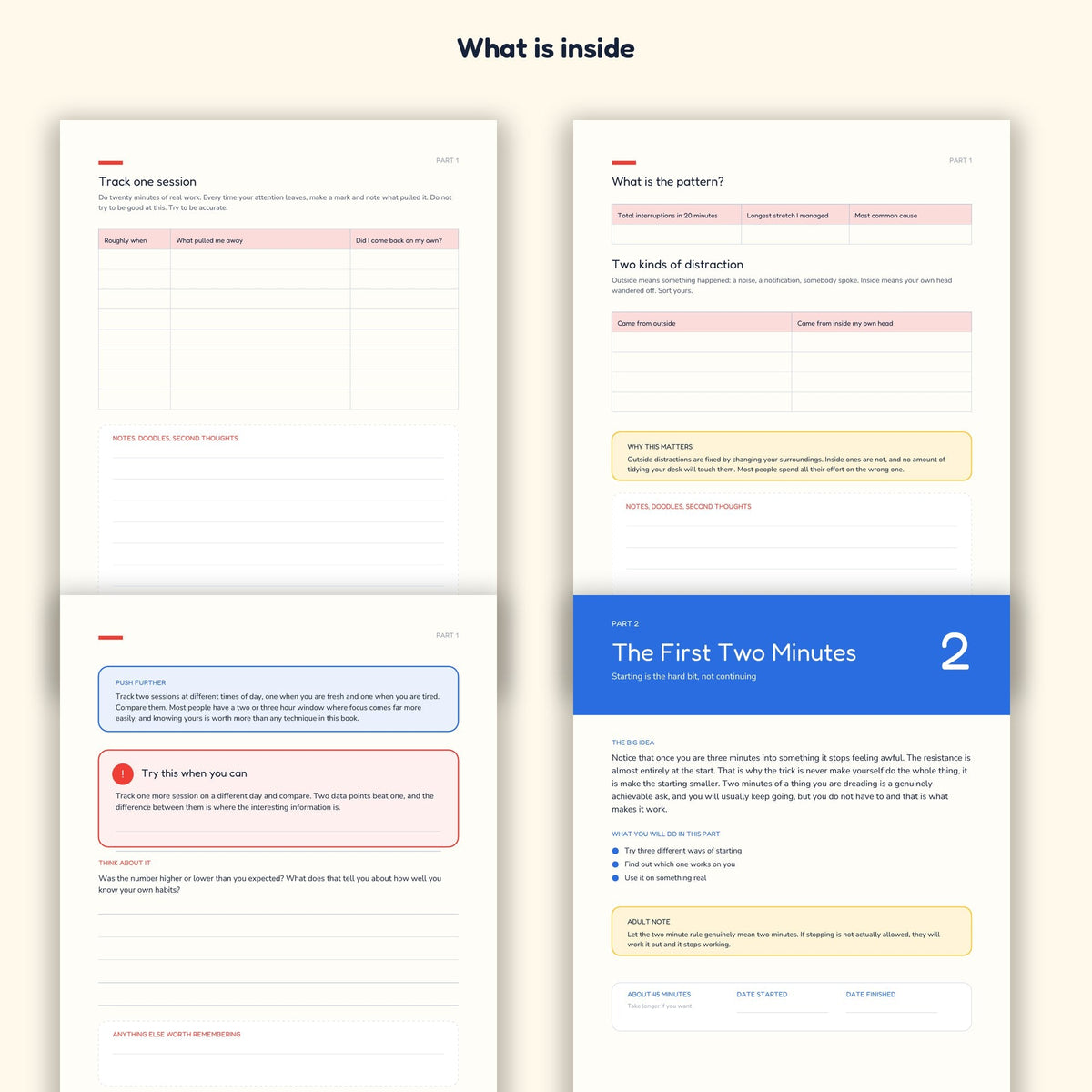Four pages from Focus and Calm, Juniors