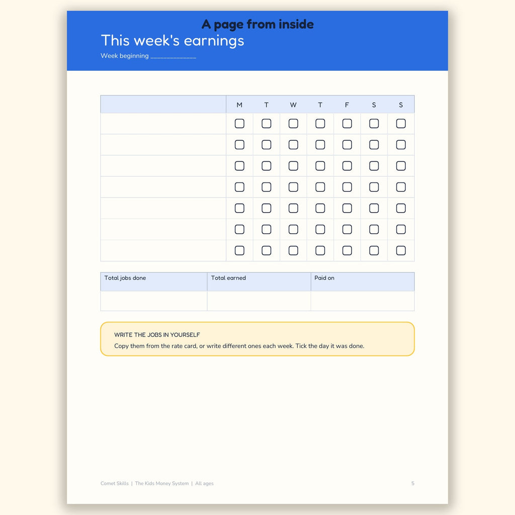 A page from inside The Kids Money System